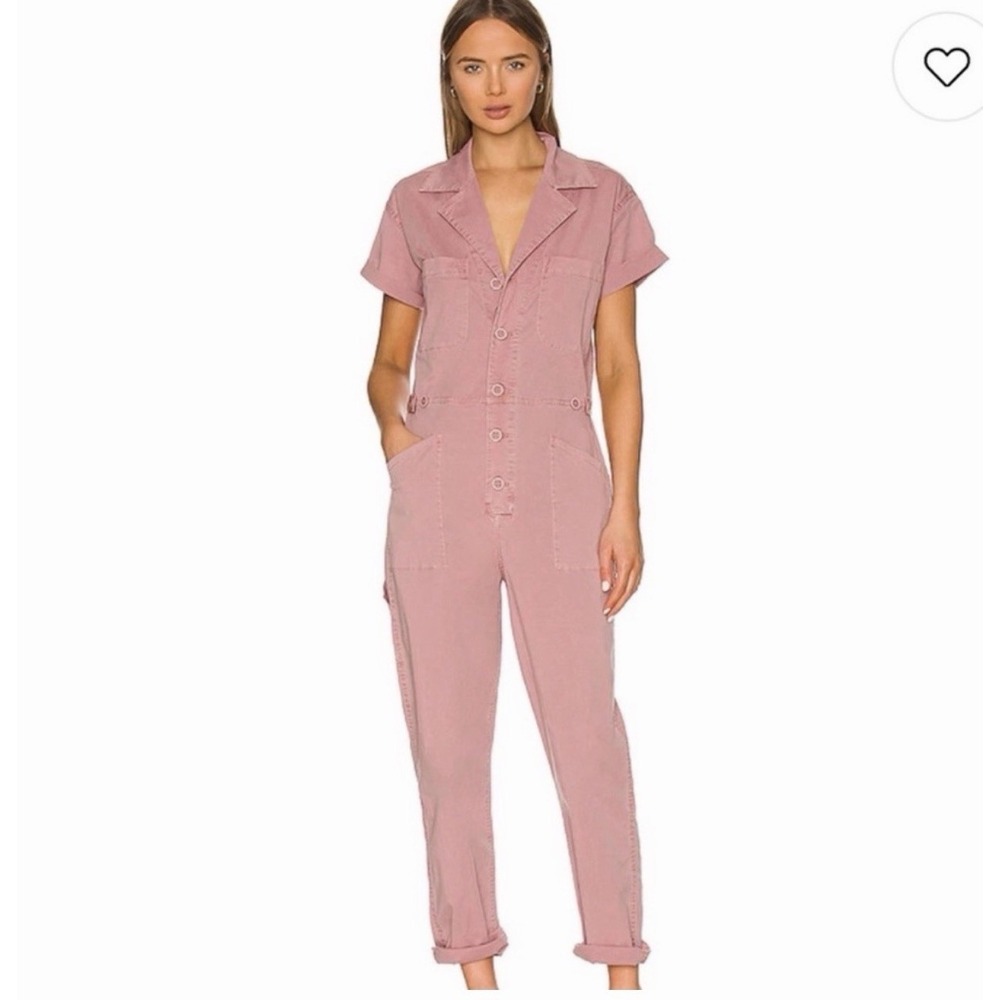 Pistola Denim Brand Grover Jumpsuit Utility Suit Ash Rose  Sz M Short sleeve
